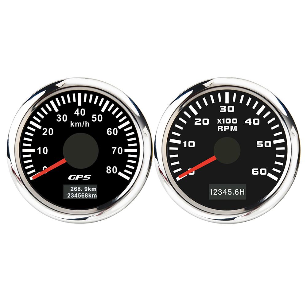ELING 52mm 2 Gauge Set GPS Speedometer 30 60 80 120 200 Km/h 3K 4K 6K 8K RPM Tachometer with Backlight for Car Boat Truck