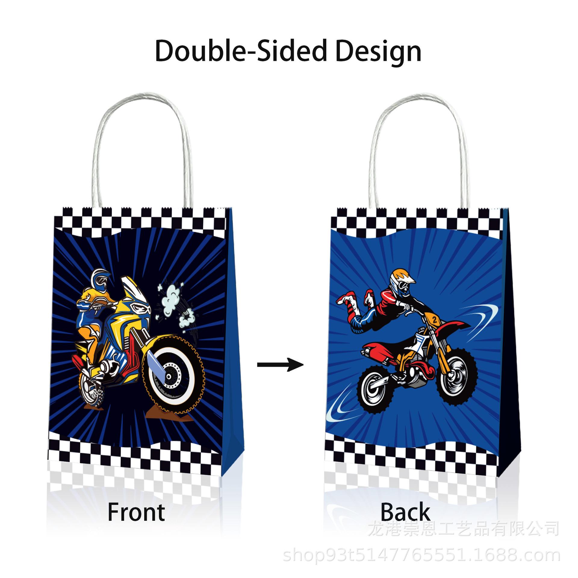 

6/12/18/24/30pcs Dirt Bike Motorcycle Party Gift Bag with Handle Candy Goodie Bags Motorcycle Racing Birthday Party Decorations 21x8x16cm 6pcs