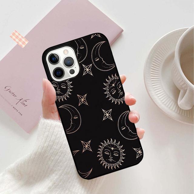 Sonne Mond Sterne Handyhülle Rückseite für iPhone 17 Air 16 15 14 13 11 12 Pro Max Plus Hülle Coque