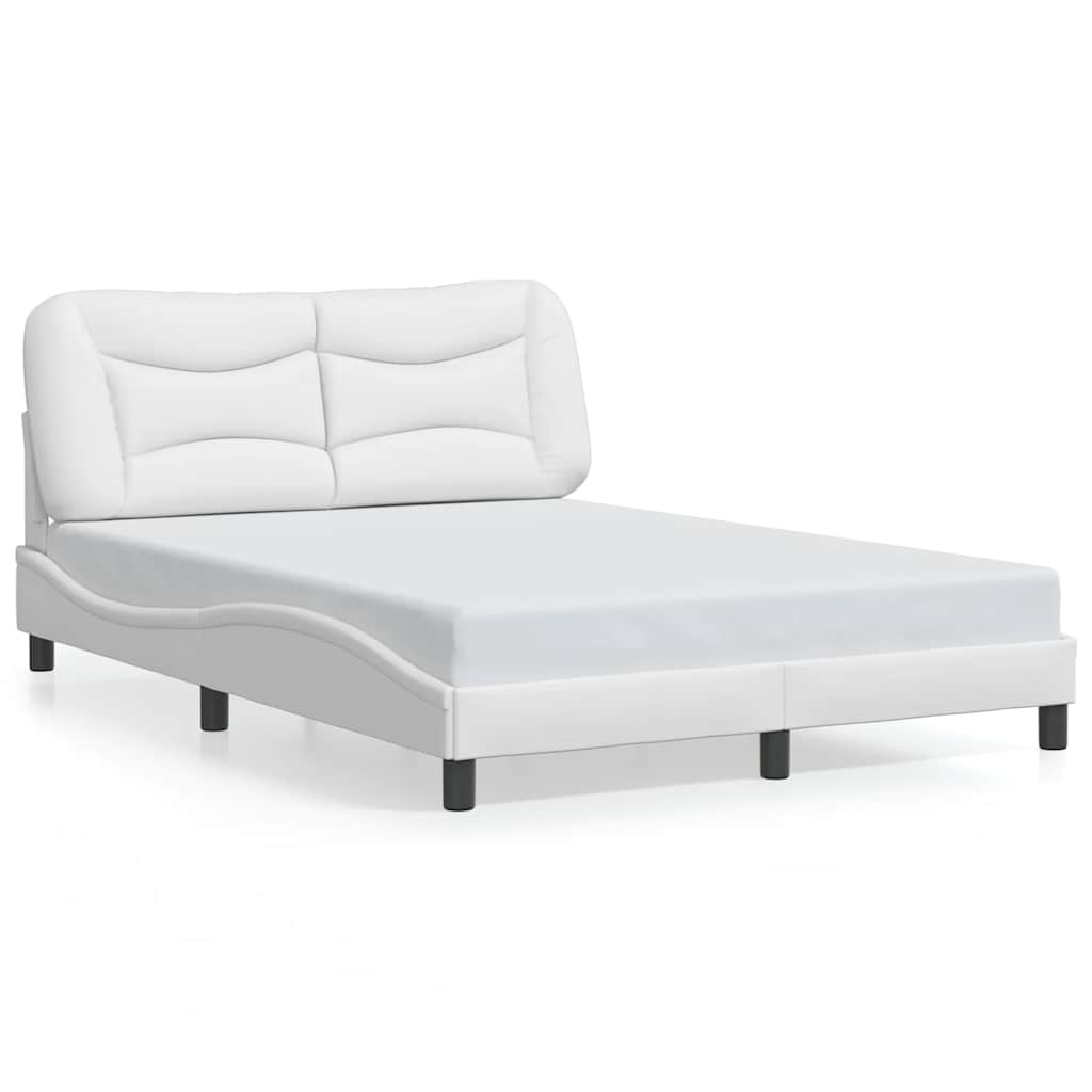 Bed Frame Without Mattress  Hvar  White 140x190 Cm Faux Leather