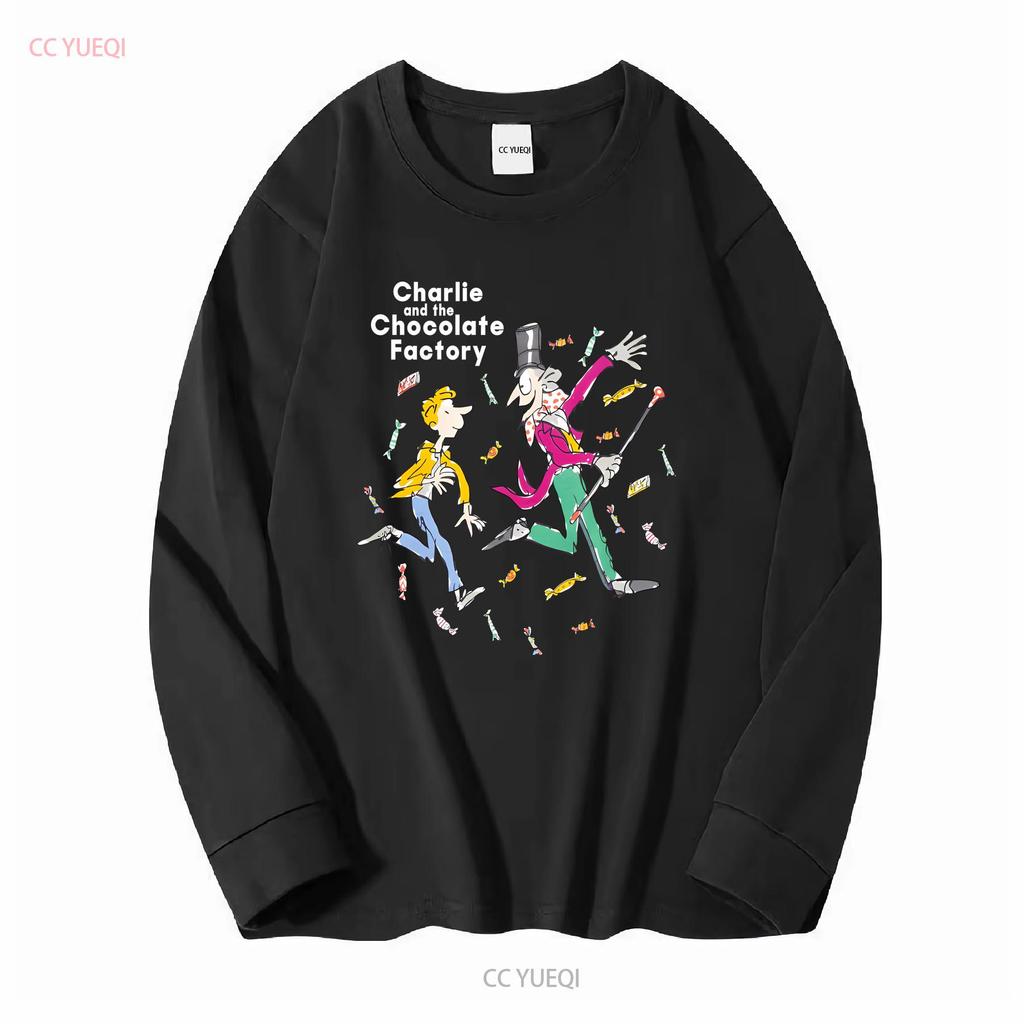 CHARLIE UND DIE SCHOKOLADENFABRIK Kinder T-Shirt lang- oder kurzärmelig Vintage Gewaschene Mode Bequemes Oberteil für den Alltag