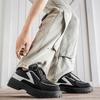 Fashion Black Men's Platform Shoes Niche Design Retro Casual Sneakers Trendy All-match Height-increasing Vulcanized Shoes 2025