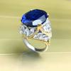 Luxury Gemstone Ring Blue Spinel Statement High Carbon Diamond Red Corundum Women Rings