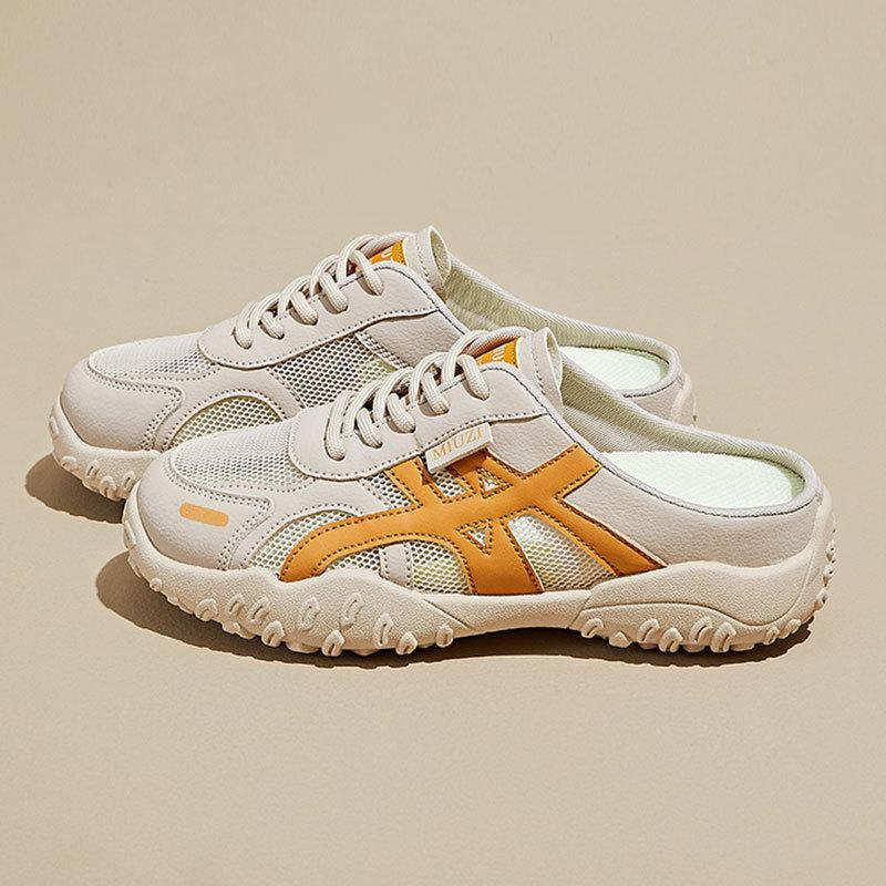 Women's shoes hollow bag head cool slippers outer wear 2025 new summer lazy one pedal without heel mesh half slippers