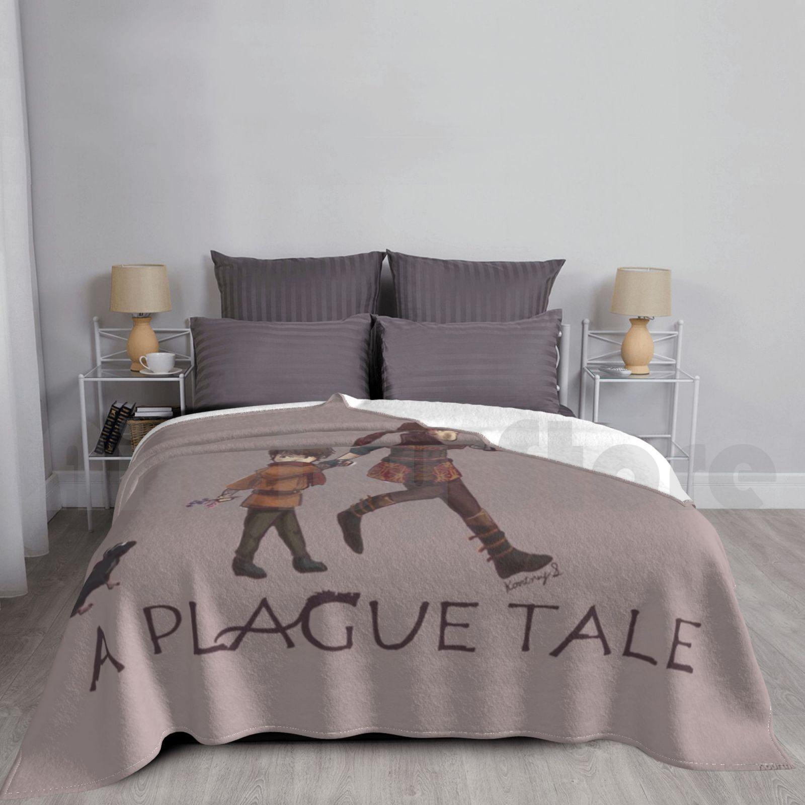 A Plague Tale Illustration Blanket For Sofa Bed Travel A Plague Tale Video Games Size: 75*100cm, Weight: 230 GSM