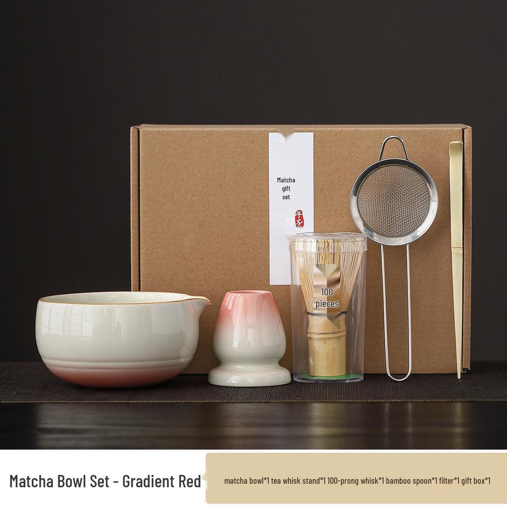 Japanese Matcha Tea Set: Ceramic Bowl & Whisk