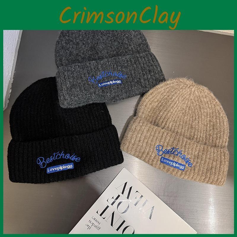 Knitted Fashion Letter Hat Warm Ear Protection Hat For Outdoor Activities Wear