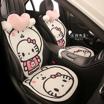 Hello Kitty Summer Universal Car Seat Cover Breathable Cute Cartoon Cat with Hat Girl Seat Cushion for Vehicle