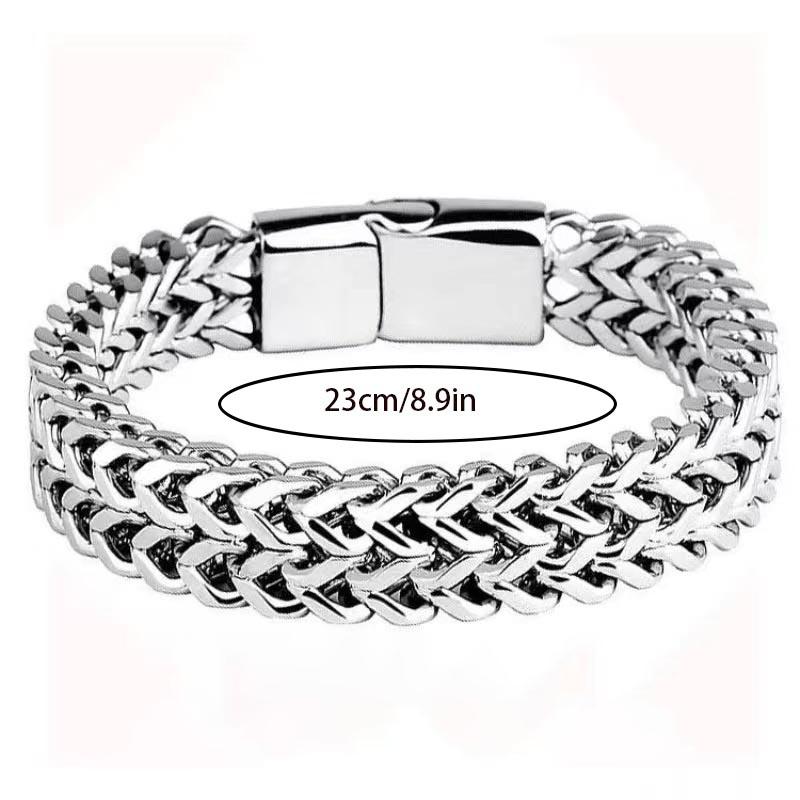 Stainless Steel Braided Double Row Front and Rear Fish Scale Alloy Magnetic Buckle Bracelet with Keel Jewelry Gifts Wholesale
