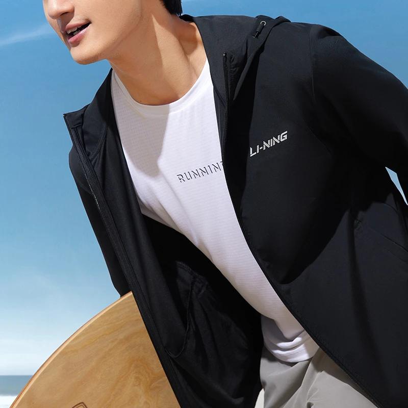 Li Ning Letter Print Hooded Long Sleeve Sweatshirt Men tops Black AWDT569-4