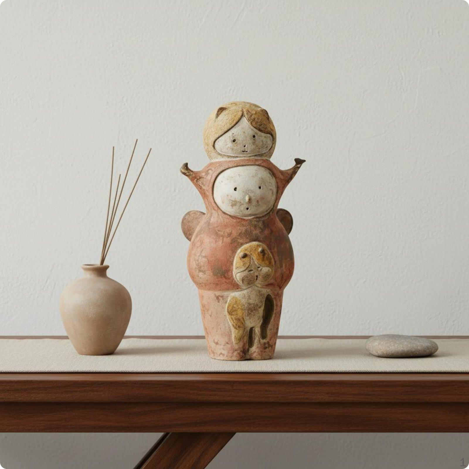 HandPainted Resin Figurine Rustic Finish Animal Sculpture Detailed Craftsmanship Japanese