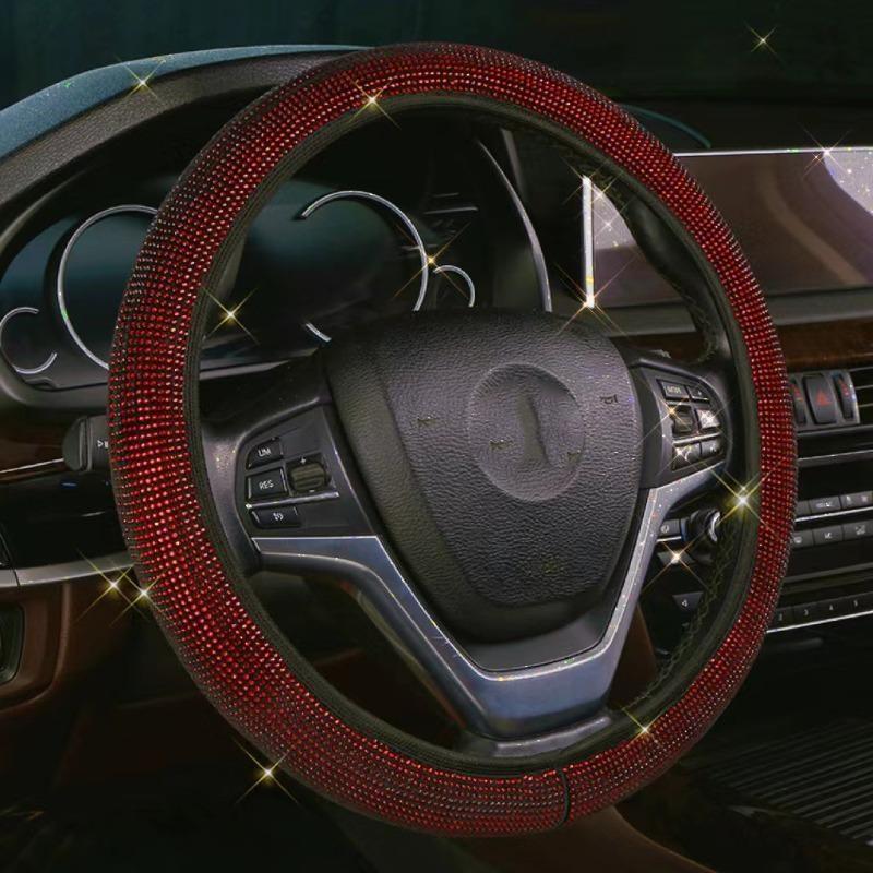 38cm Car Steering Wheel Cover Universal Bling Bling Diamond Rhinestones Elasticity Interior Car Accessories for Four Seasons