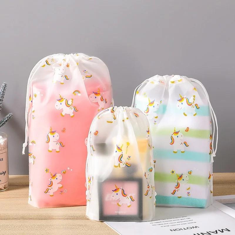 3pcs/set Cartoon Drawstring Storage Bags Travel Shoes Clothes Towel Cosmetic Portable Waterproof Organizer Toiletry String Bags