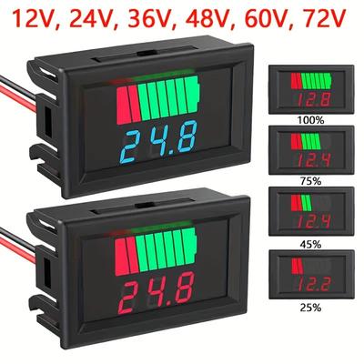 Multi Voltage LED Battery Level Indicator,12V-72V Digital Voltage Tester,LED Display Battery Capacity Monitor For Electric Vehicle And Daily Equipment