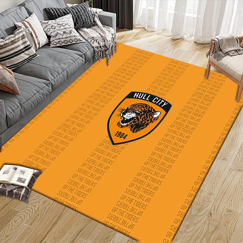 Hull City AFC Flannel Pattern Square Carpet,Area Rug,Carpet Rug for Living Room Bedroom Sofa Playroom Decor,Non-slip Floor Mat