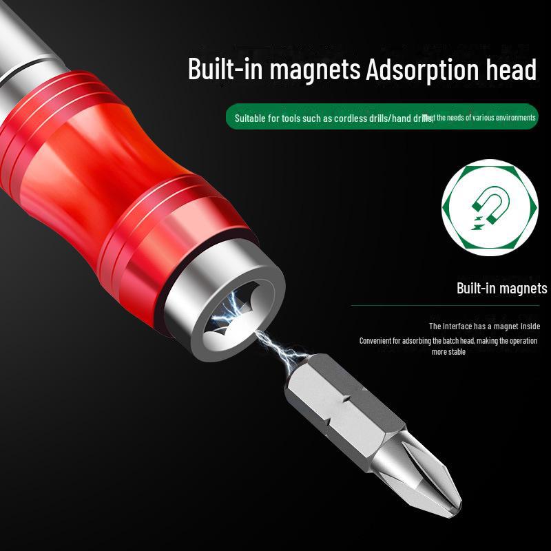 Magnetic Hexagonal Screwdriver Bit Extension Rod with Self-Locking Connecting Sleeve for Electric Drills - Air Screwdriver Conversion Head