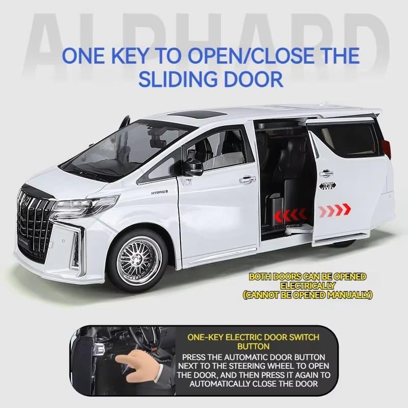 Yeni 1/18 Toyota Alphard MPV Çinko Alaşım Araba Modeli Döküm Metal Oyuncak Araba Araba Modeli Yüksek Simülasyon Ses ve Işık Çocuk Hediyesi Süsler