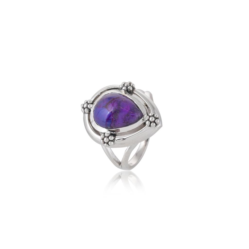 Handmade Pear Purple Mohave Turquoise Ring: 925 Sterling Silver