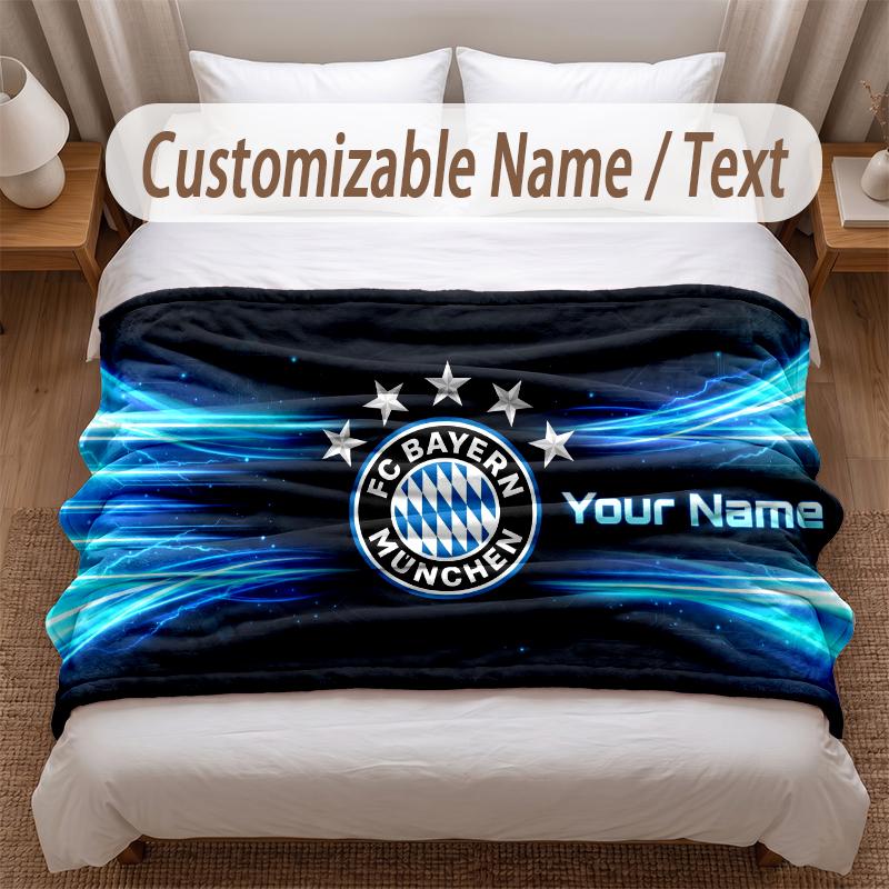 FC Bayern München Bedruckte Flanelldecke Mit Personalisierbarem Namen Weiche Warme Decke Für Schlafzimmer Feiertagsgeschenk
