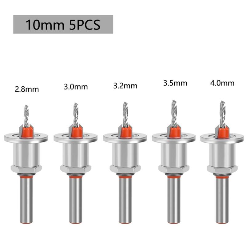 5Pcs Multifunction Limit Taper Hole Round Shank Countersink Drill Bit with Adjustable Depth Stop for Precise Woodworking