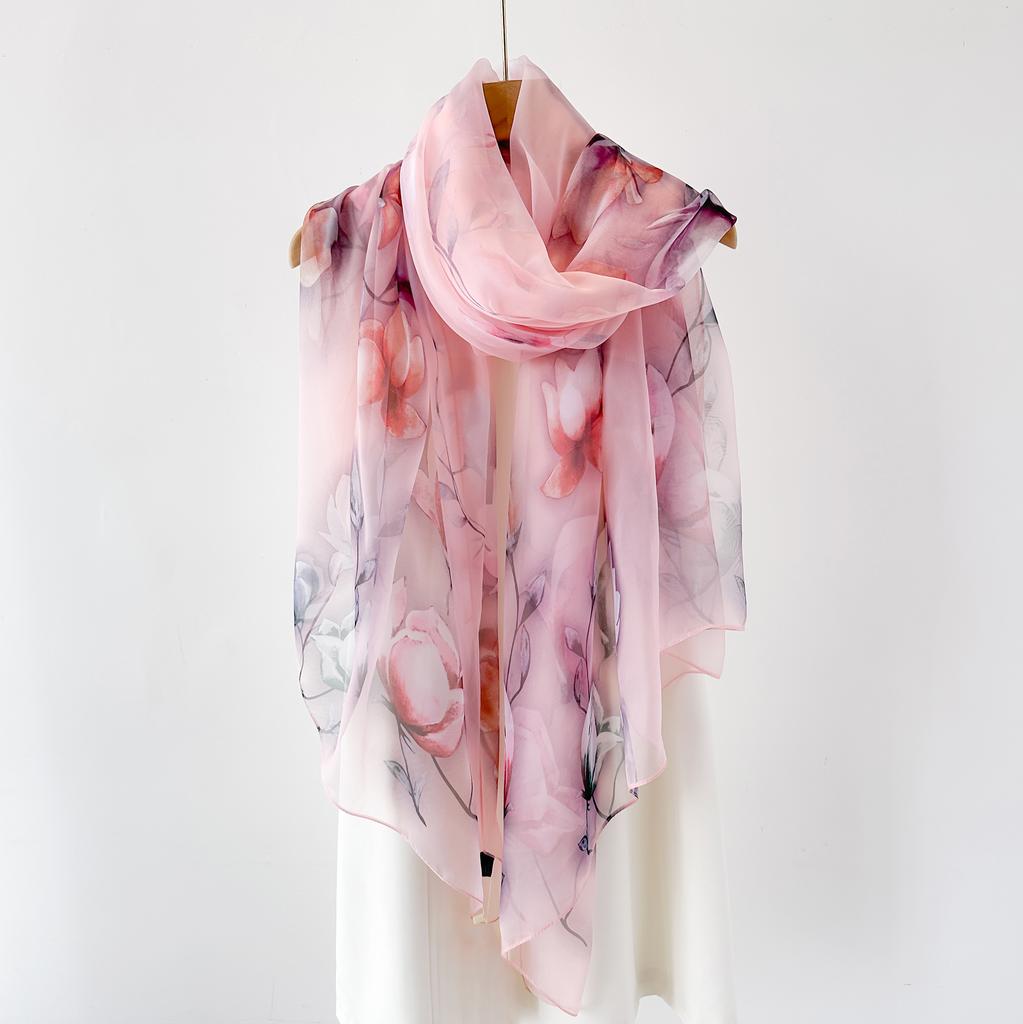 Fashion Satin Finish Sunscreen Scarves Female 180*130CM Style Beach Towel Popular Print Silk Shawl Luxury Dustproof Big Bandanna