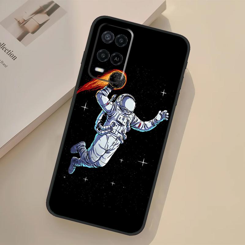 Astronaut Soccer Basketball Case For Oppo A76 A96 A16 A17 A18 A60 A80 A40 A38 A58 A78 A98 A94 A74 A54 A15 A57 A77 A5 Pro