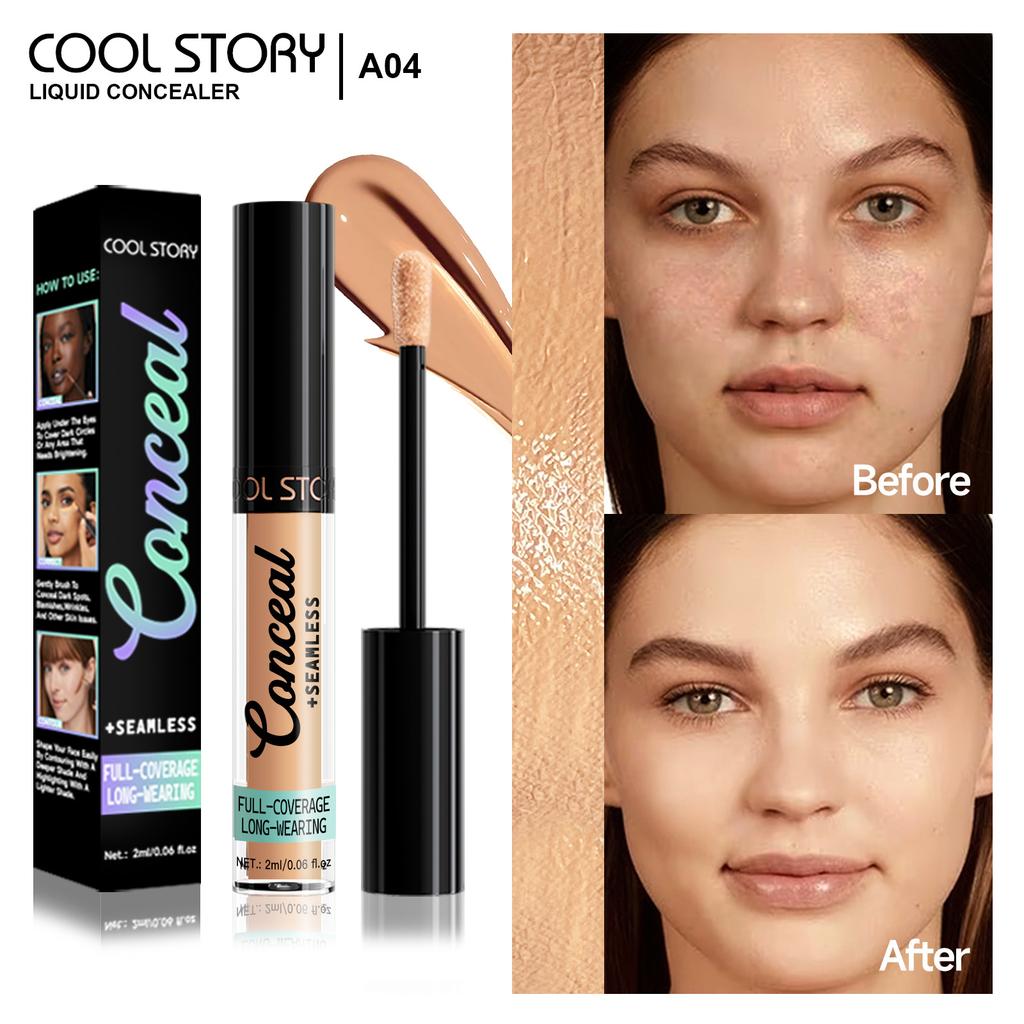 Concealer Covers Acne Marks, Dark Circles, Spots, Tattoos, Scars, Contouring Foundation, Long-lasting Waterproof and Quick-drying Liquid Concealer