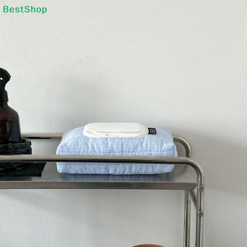 Striped Fabric Wet Wipe Covers | Reusable Tissue Pouch Holders for Home & Travel (Blue/Pink)