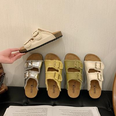 Fashion Buckle One-word Drag Women's Summer New Versatile Cool Slippers Lightweight Muffin Slippers