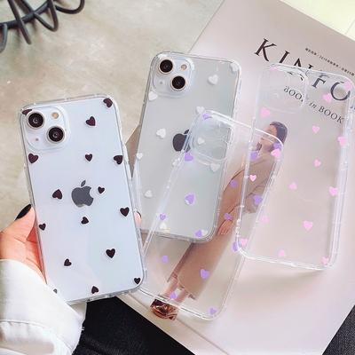 Phone Case For Iphone 15 14 Pro Max 13 12 11 X XR XS Transparent Cartoon Love Heart Soft TPU