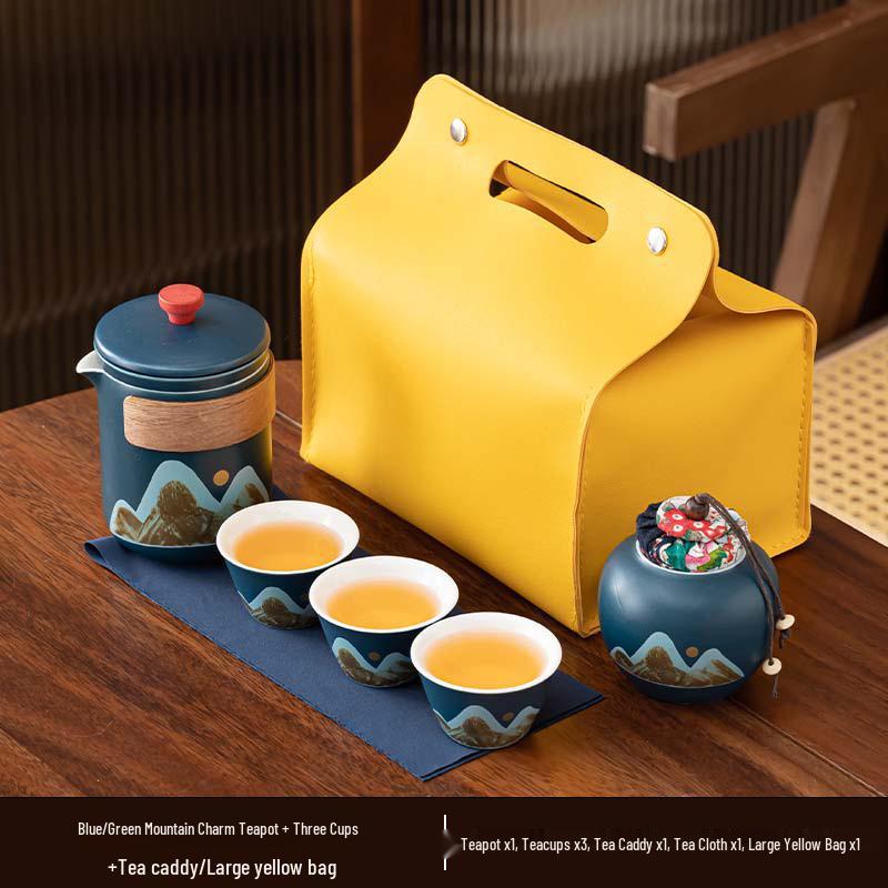 Portable Ceramic Kung Fu Tea Set - Travel Quick Cup for Office or Outdoor Use, Ideal Business Gift