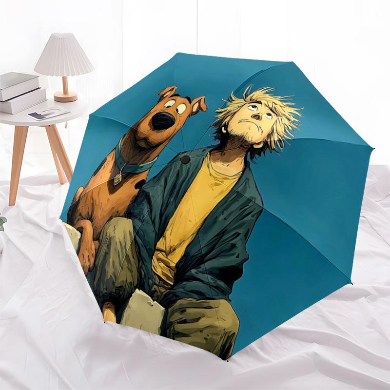 1pc ScoobyDoo Mystery Solvers Automatic Folding Umbrella - Compact 8-Rib Design, Durable Plastic & Iron, 059