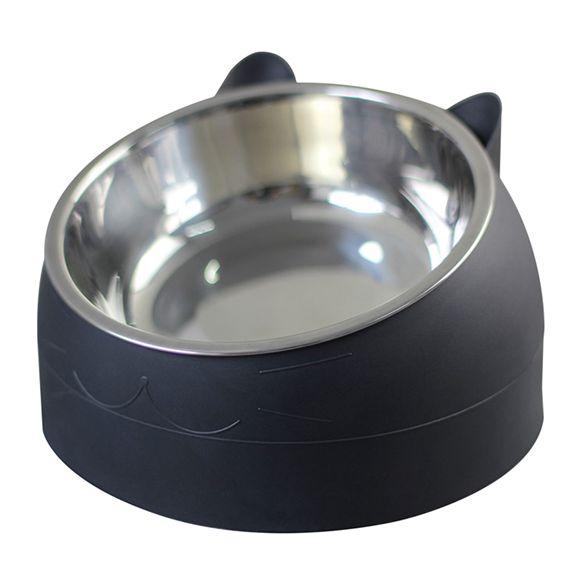 Oblique Mouth Cat Bowls for Food and Water Cute Small Pet Non-Slip Stainless Steel Feeder Bowl To Protect Cervical