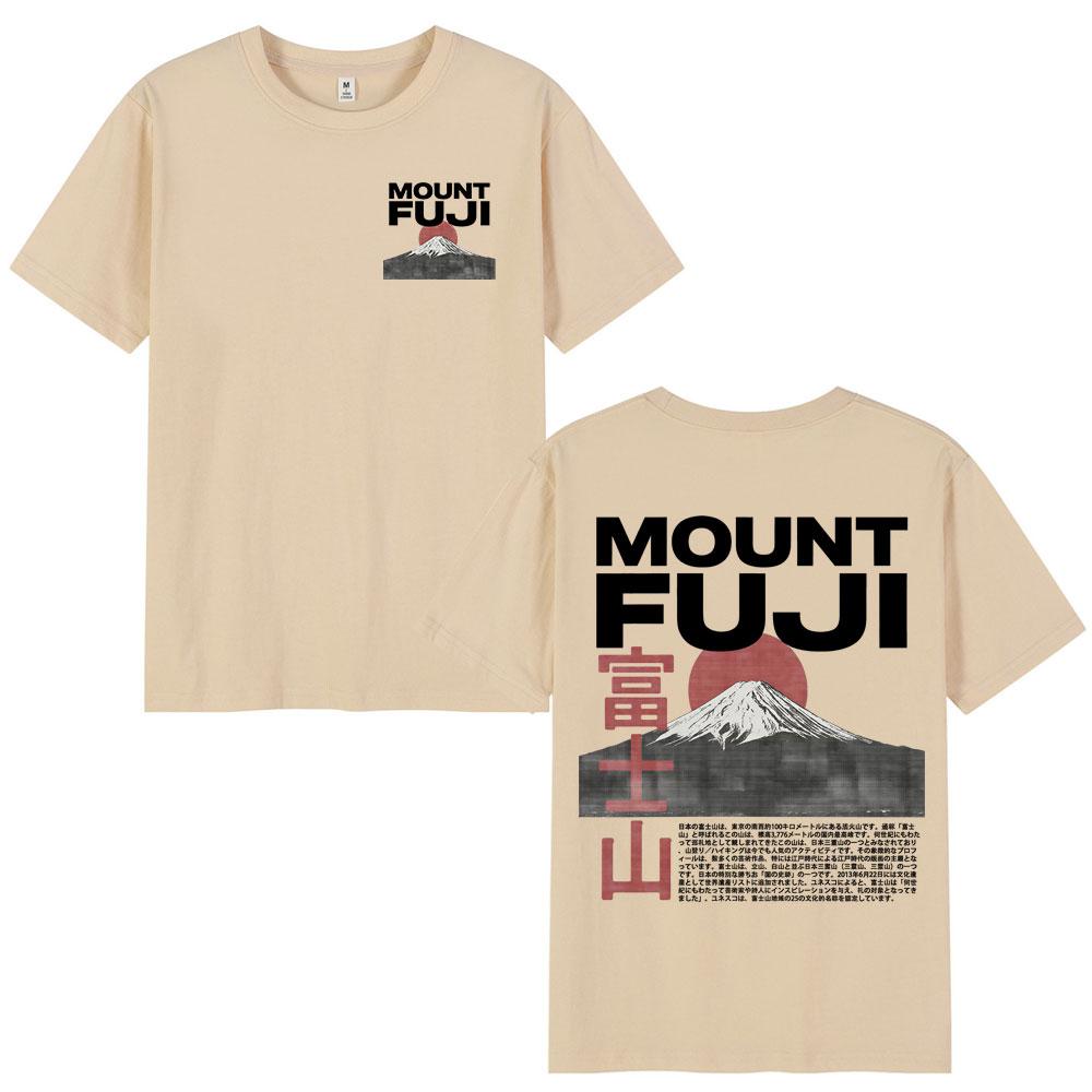 Japanese Style Mount Fuji Cherry Blossoms Print T Shirts Unisex Women Clothing Short Sleeve 100 Cotton Casual Short Sleeve TShirt