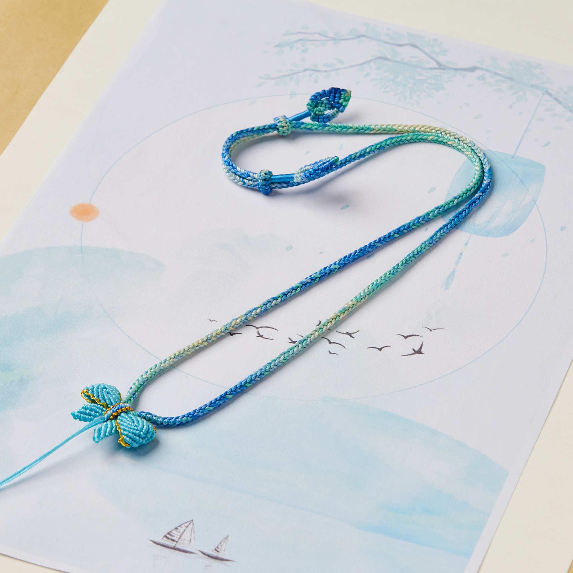 

Ожерелье-бант из тонкой плетеной ткани ручной работы с подвеской для женщин 70cm (Adjustable) синий