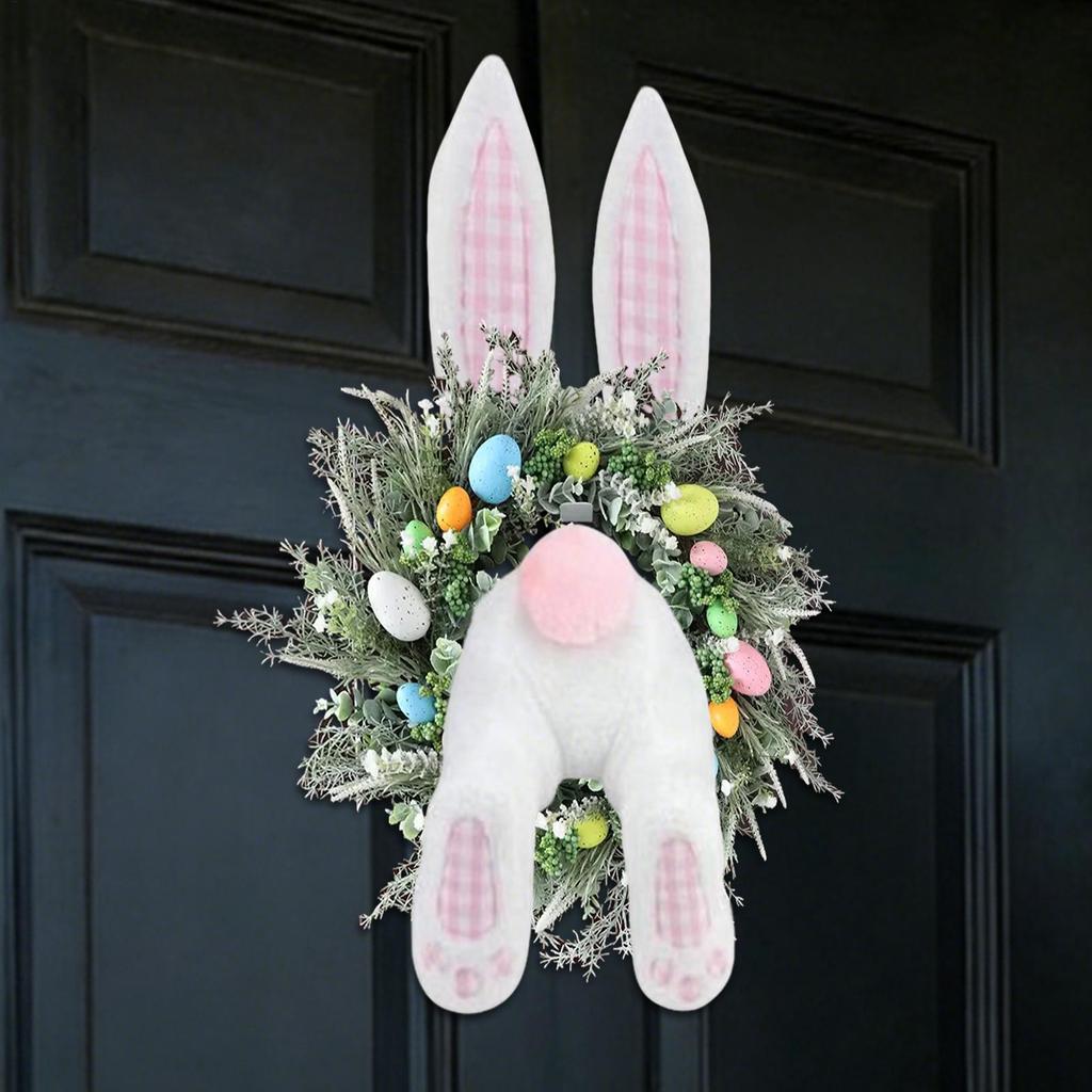Bunny Wreath Attachment Bunny Butt with Ears Hangable Easter Front Door Wreath Attachment for Spring Holiday Party Indoor