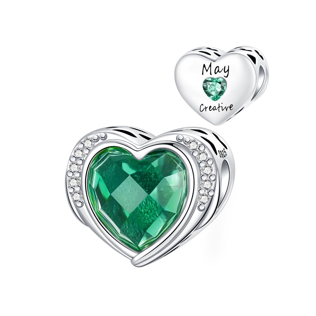925 Sterling Copper January-December Birthday Stone Love Zircon Pendant Bead Fit Charms Necklace Bracelet Women Zircon DIY Gift