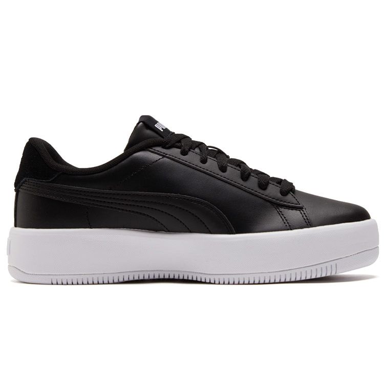 Puma Adidași de damă cu platformă durabilă, antiderapantă, cu vârf jos, negru/alb 384617-02