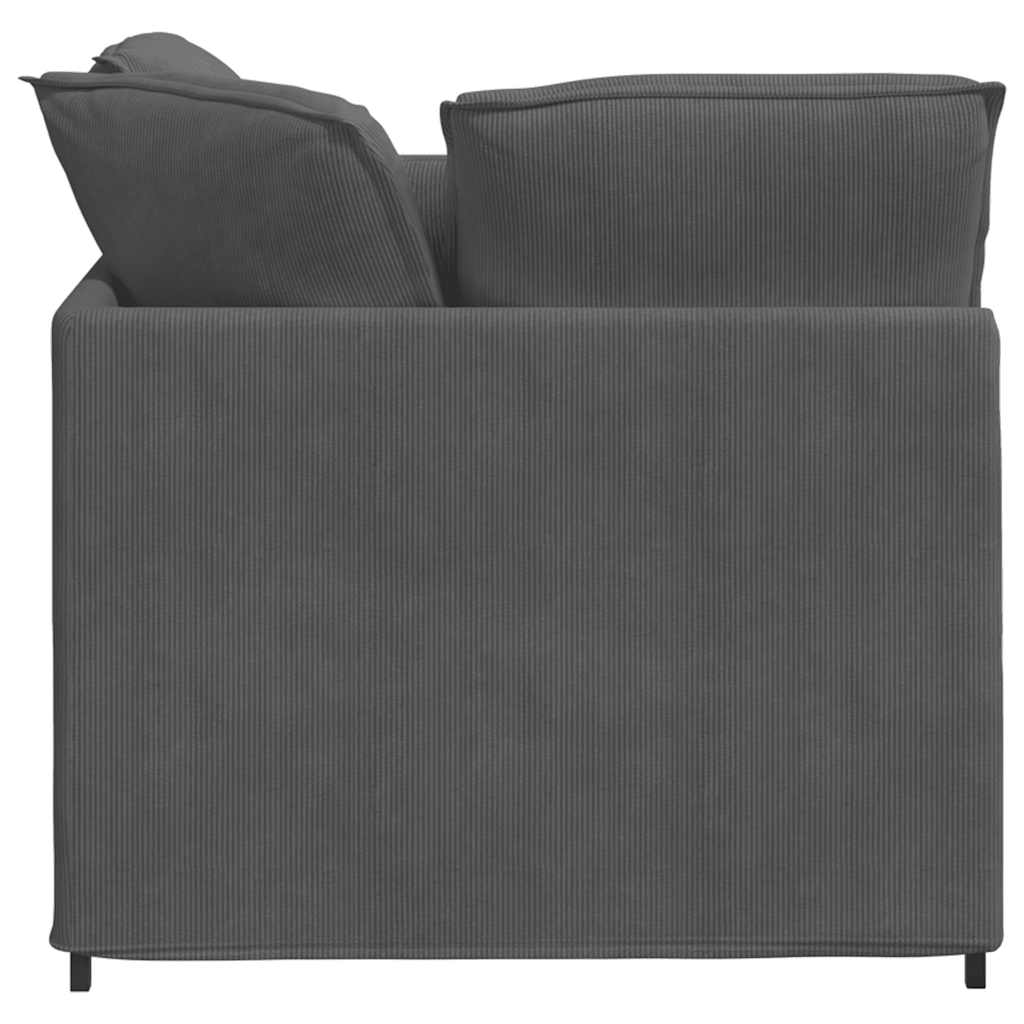 Modular Sofa with Footstool and Cushions Cord Fabric Dark Grey