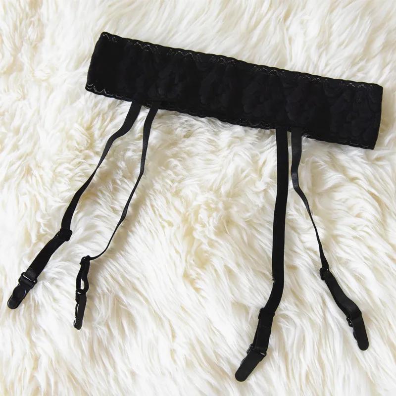 Women'S Lace Garters Belt With Stocking Sexy 4 Straps Exotic Lingiers Woman Allure Stocking Hollow Out Pantyhose