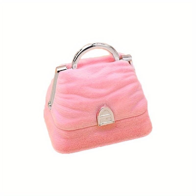 

1 шт. Модная шкатулка для украшений в форме сумочки, бархатная шкатулка для хранения колец и ожерелий, элегантная подарочная коробка для аксессуаров, идеальная коробочка для кольца для предложения розовый