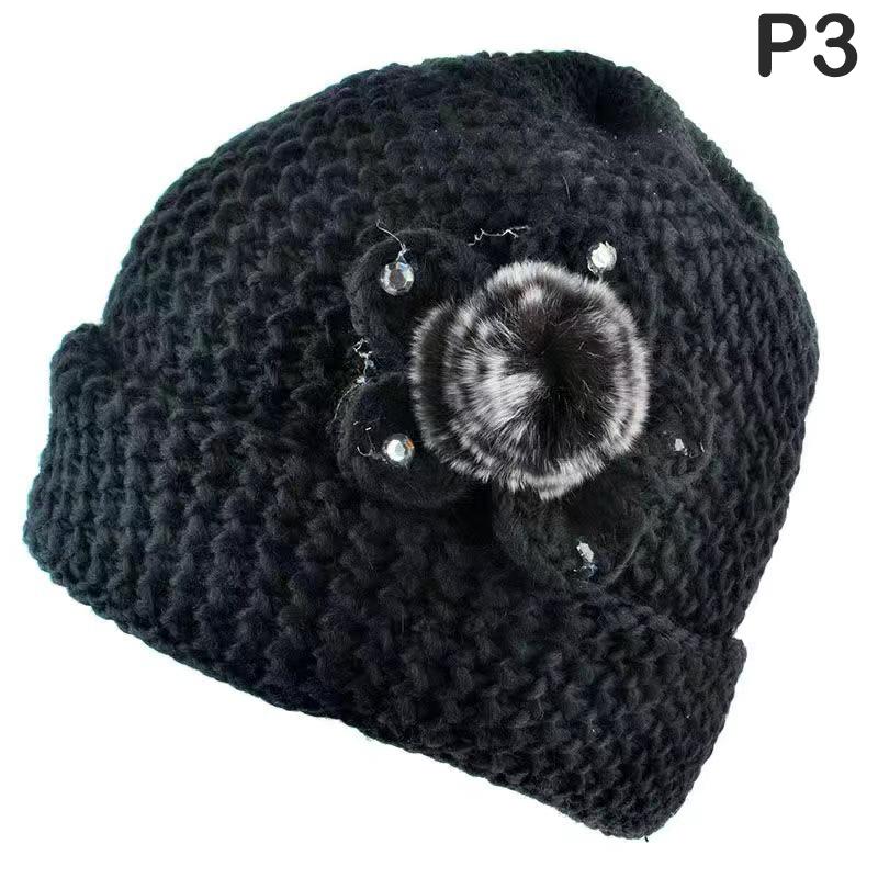 1Pc Bonnets For Women Winter Hats  Head Warmer Floral Cross Knitted Hat Ladies Warm Winter Hat Beanies Women Hat