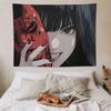 VIKAMA Dark Anime Girl with Hannya Mask Tapestry Japanese Yandere Style Wall Hanging for Bedroom Dorm Gaming Room Decor
