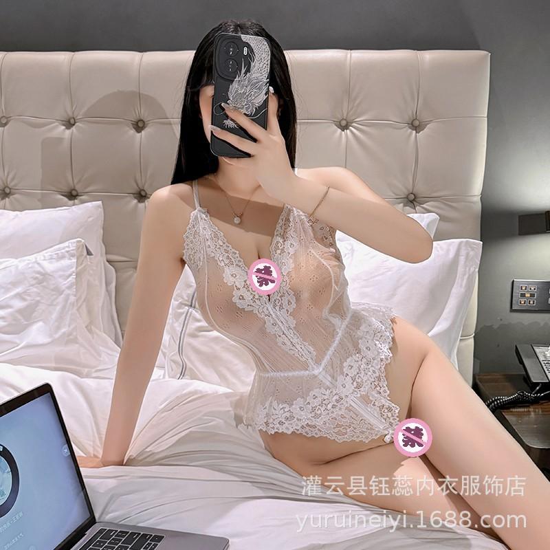Sexy Lingerie Lace Seduction Suspenders Sexy Open Onesie Plus Size Women's Uniform Suit