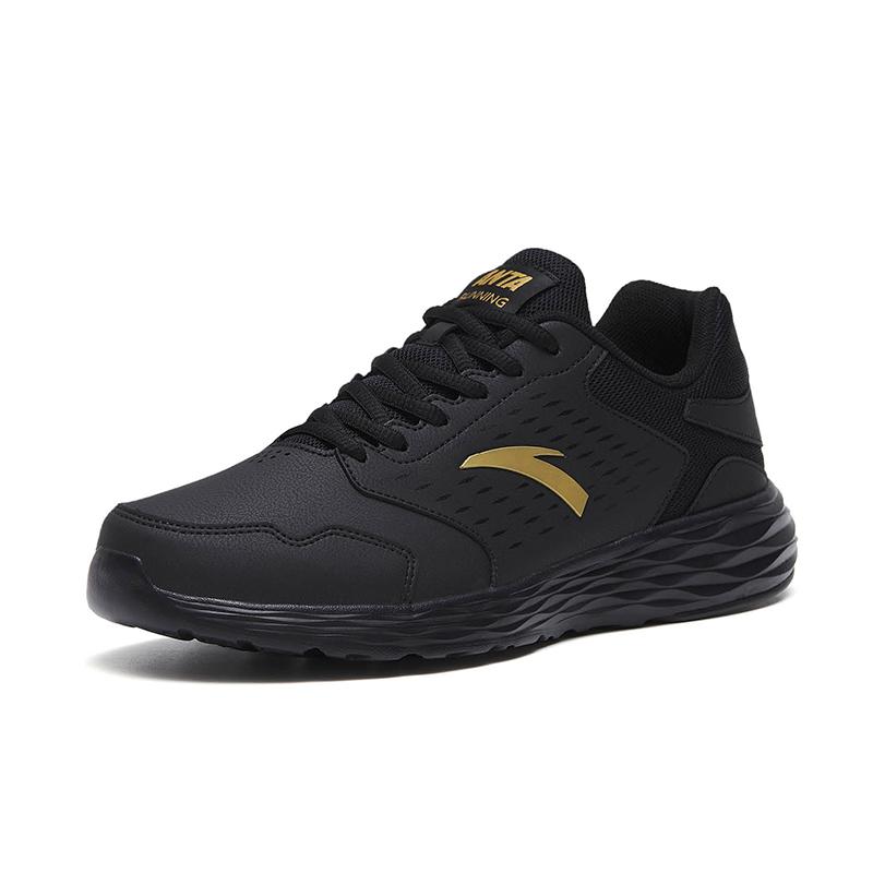 Anta Cushioning Slip Resistant Abrasion Resistant Low top Casual Running Shoes Men's Black Gold Sneakers 912355592-8
