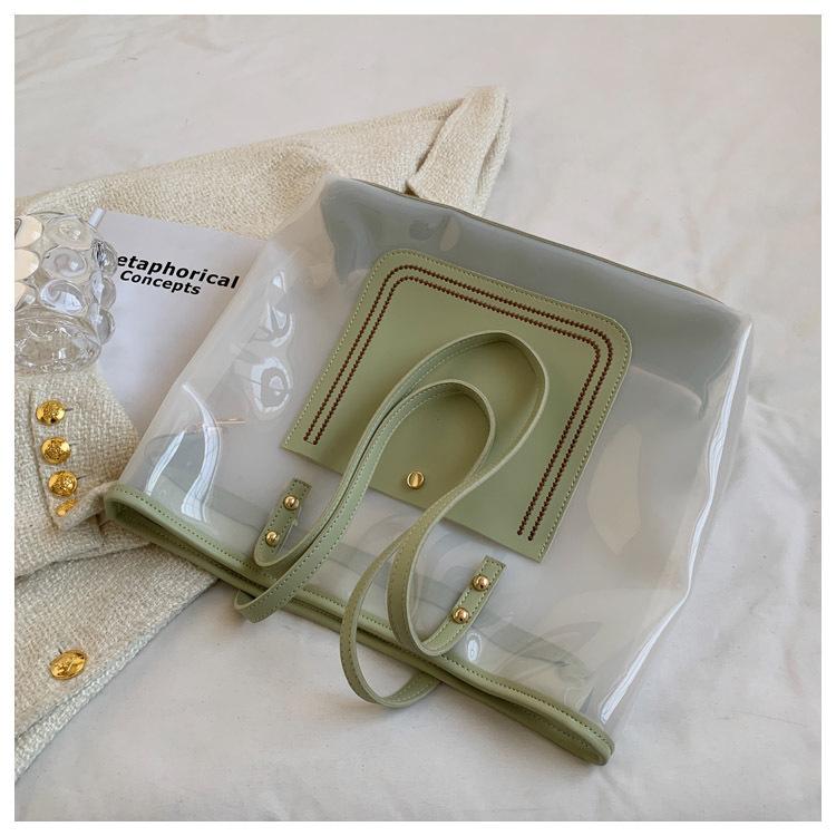 

Прозрачная большая сумка через плечо женская новинка 2024 года весна-лето сумка школьная классная сумка ins пригородная женская сумка