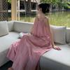 Seaside vacation pink sleeveless suspender dress loose lazy wind summer new sweet and spicy skirt women