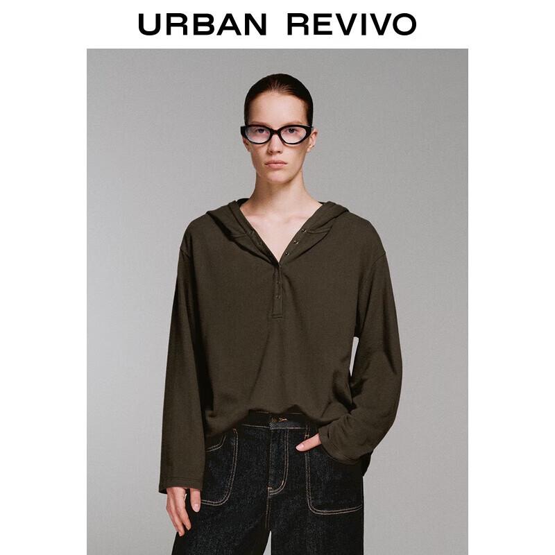 Women s Amber Flow Button Hooded Long Sleeve T-Shirt S