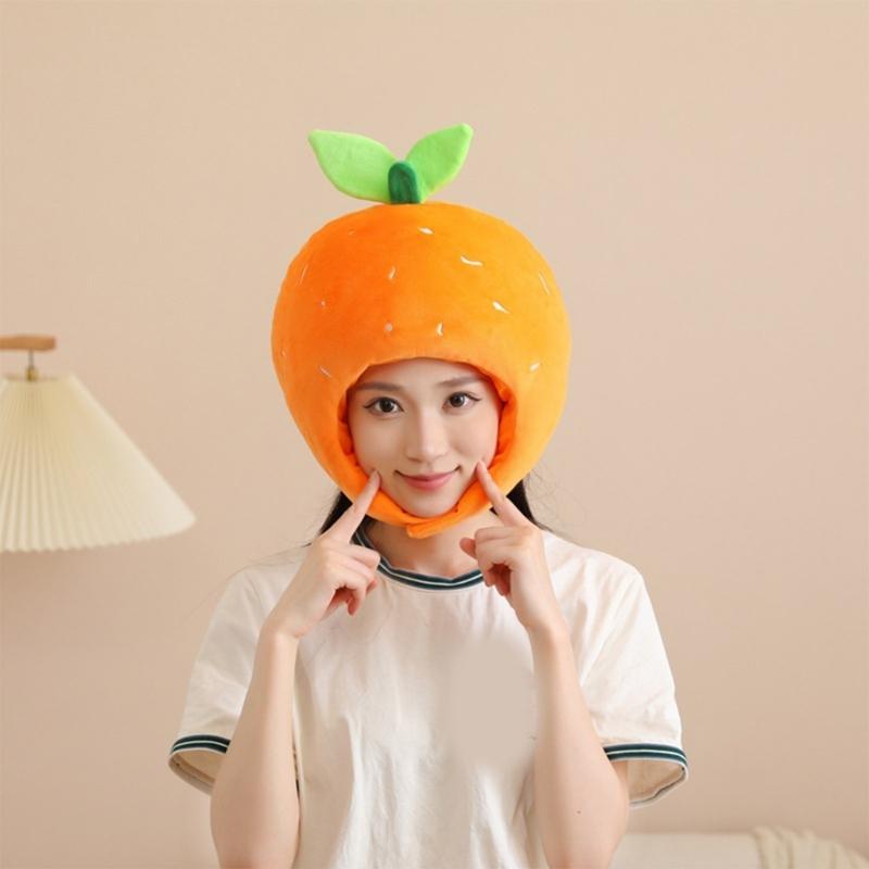 Ny Rolig Satsumas-Huvudbonad Plysch Satsumas-Hatt Tecknad Frukt-Huvudbonad Hatt Fotorekvisita för Kvinnor Män Gåvor