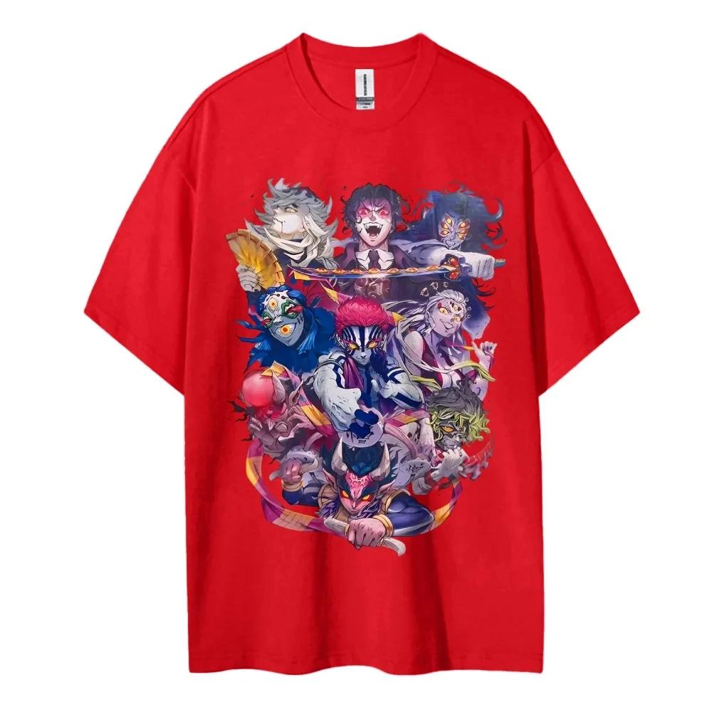 Hot Sale Anime Peripherals Demon Slayer Manga Graphic Print Short-sleeved Men Women Cotton Comfortable Soft Loose Casual Oversized Top Summer New Tee